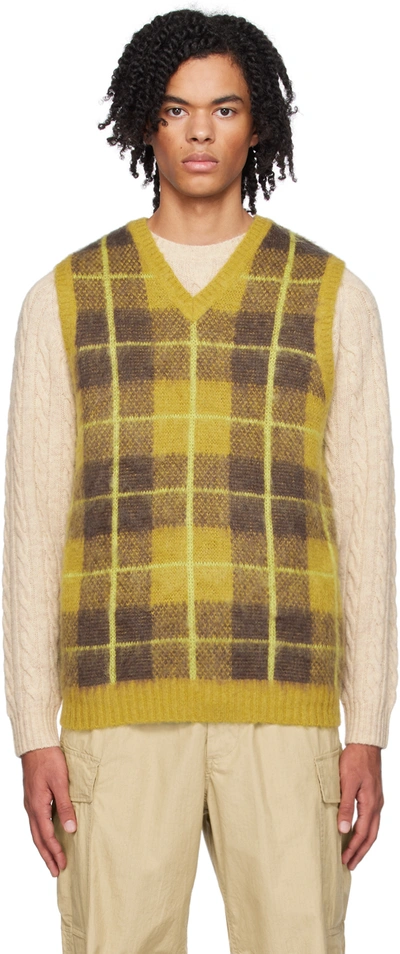 Shop Beams Yellow Check Vest In Mustard58