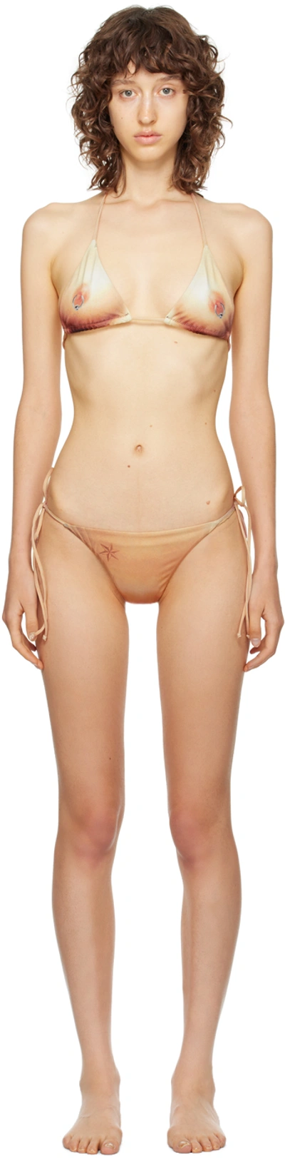 Shop Jean Paul Gaultier Orange 'the Body Tattoo' Bikini In 25 Lightnude