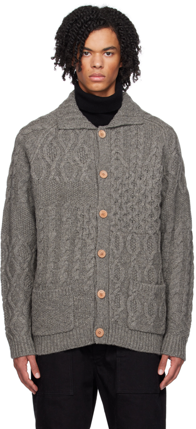 Shop Beams Gray Spread Collar Cardigan In Grey15