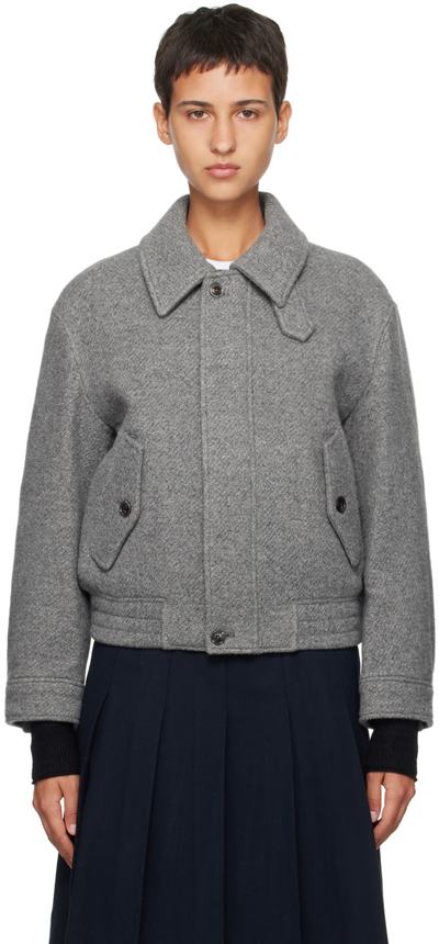 Shop Dunst Gray Textured Jacket In Diagonal Grey