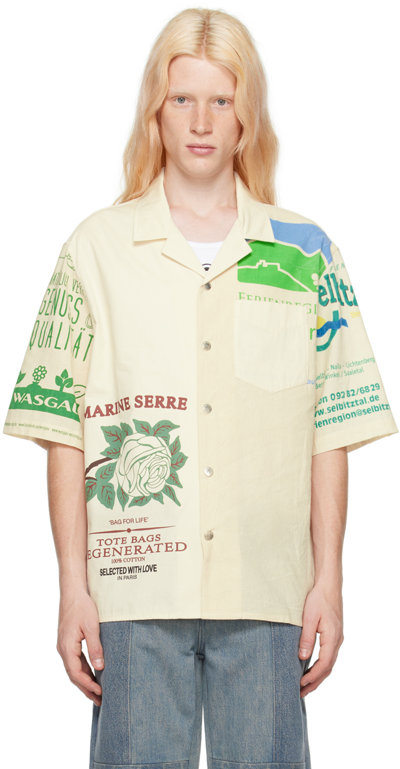 Shop Marine Serre Off-white Regenerated Shirt In Wh50