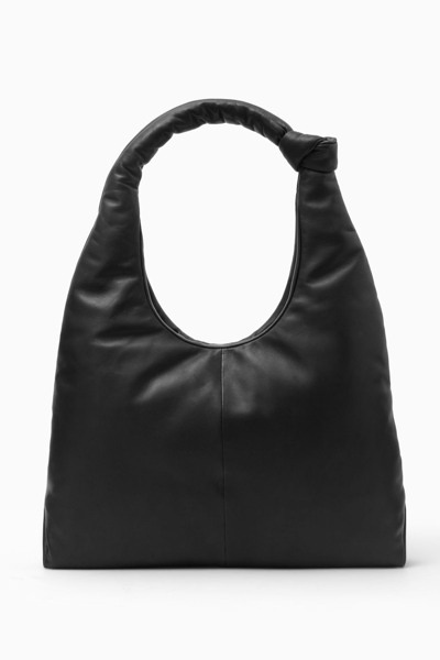 Shop Cos Knotted Padded Shoulder Bag - Leather In Black