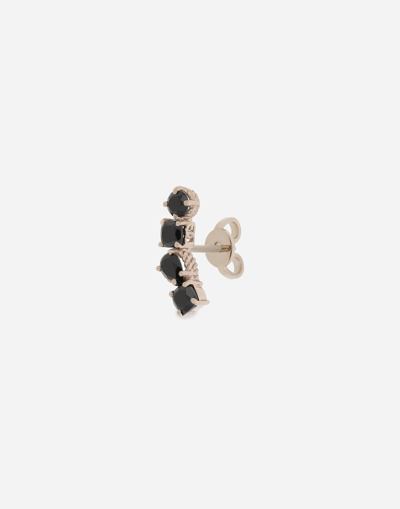 Shop Dolce & Gabbana Single Earring In White Gold 18kt With Black Spinels