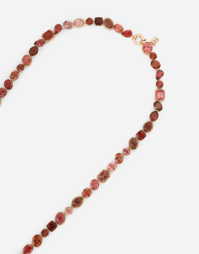 Dolce & Gabbana Anna Sautoir In Red Gold 18kt With Toumalines In Rot