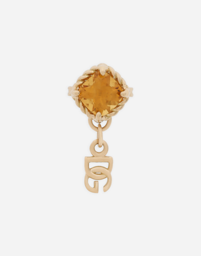 Shop Dolce & Gabbana Single Earring In Yellow Gold 18kt With Citrines