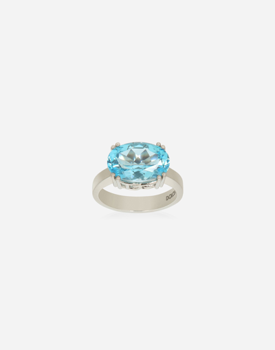 Shop Dolce & Gabbana Anna Ring In White Gold 18kt With Light Blue Topazes In Weiss