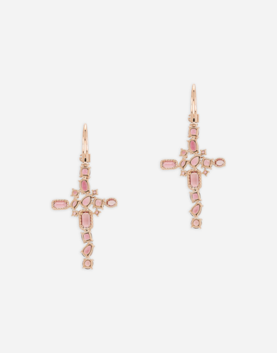 Dolce & Gabbana Anna Earrings In Red Gold 18kt With Pink Tourmalines In Red