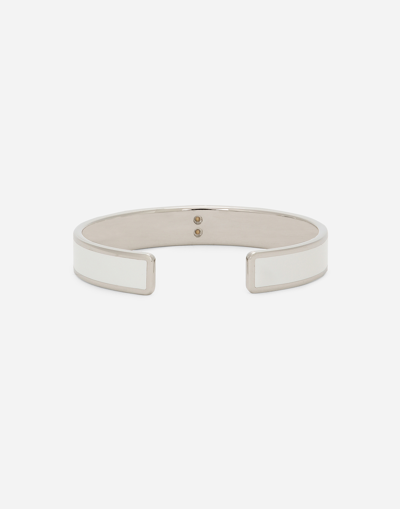 Shop Dolce & Gabbana Rigid Enameled Bracelet With Dg Logo In White