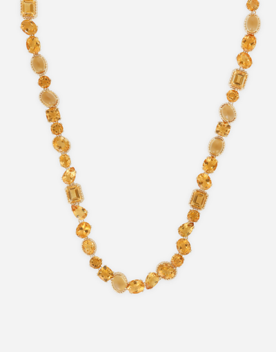 Shop Dolce & Gabbana Anna Necklace In Yellow Gold 18kt With Citrines