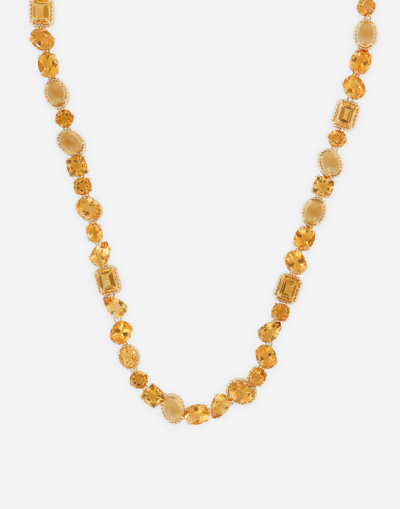 Dolce & Gabbana Anna Necklace In Yellow Gold 18kt With Citrines In Gold
