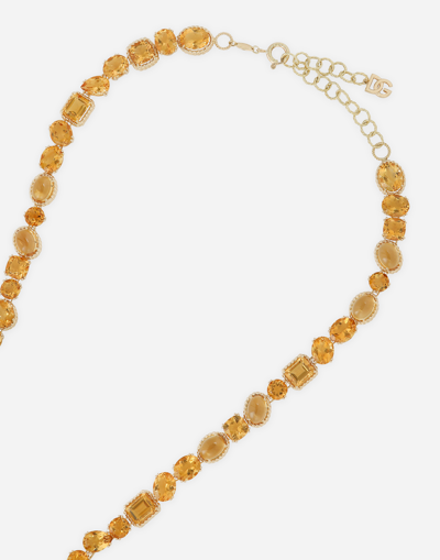 Shop Dolce & Gabbana Anna Necklace In Yellow Gold 18kt With Citrines