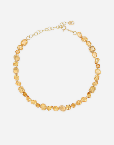 Shop Dolce & Gabbana Anna Necklace In Yellow Gold 18kt With Citrines