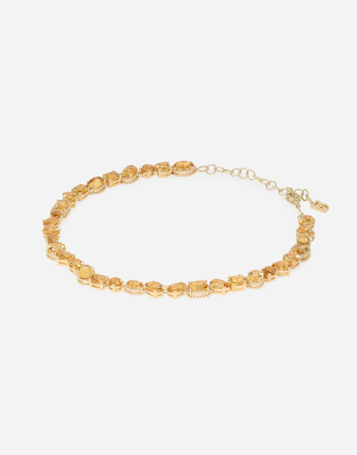 Shop Dolce & Gabbana Anna Necklace In Yellow Gold 18kt With Citrines