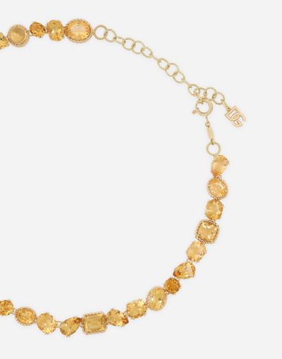 Shop Dolce & Gabbana Anna Necklace In Yellow Gold 18kt With Citrines