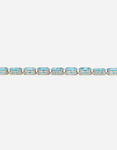 Shop Dolce & Gabbana Anna Bracelet In White Gold 18kt With Light Blue Topazes In Weiss
