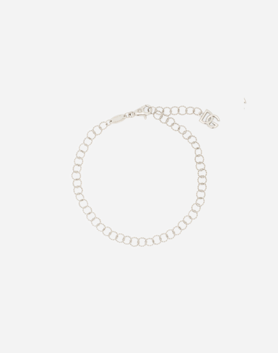 Shop Dolce & Gabbana Rainbow Alphabet Twisted Wire Chain Bracelet In White Gold 18kt