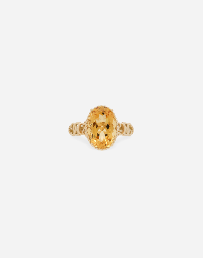 Shop Dolce & Gabbana Anna Ring In Yellow Gold 18kt With Citrine