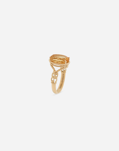 Shop Dolce & Gabbana Anna Ring In Yellow Gold 18kt With Citrine