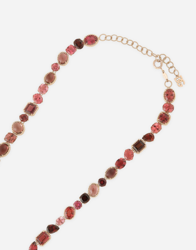 Dolce & Gabbana Anna Necklace In Red Gold 18kt With Toumalines In Rot