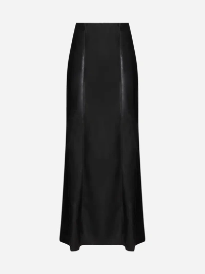 Shop Nanushka Carlotta Vegan Leather Long Skirt In Black