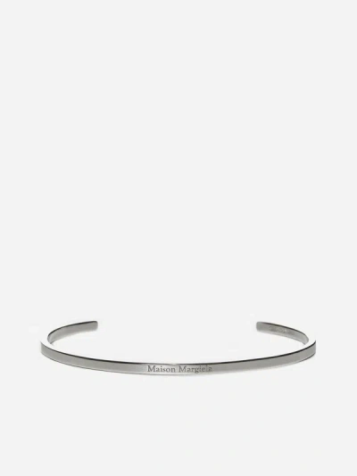 Shop Maison Margiela Logo Silver Bracelet