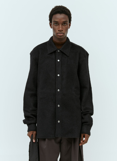 Shop Jil Sander Long Sleeve Wool Shirt In Black