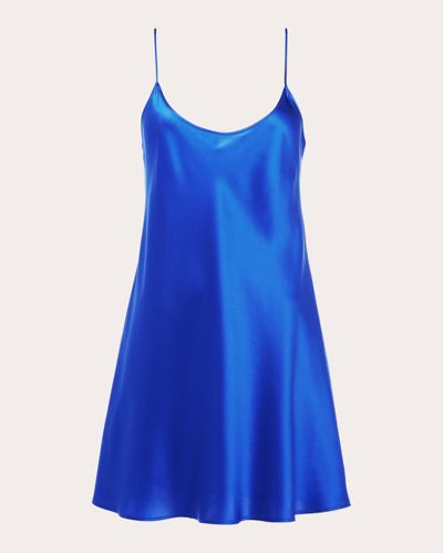 Shop La Perla Women's Short Silk Slip In Blue