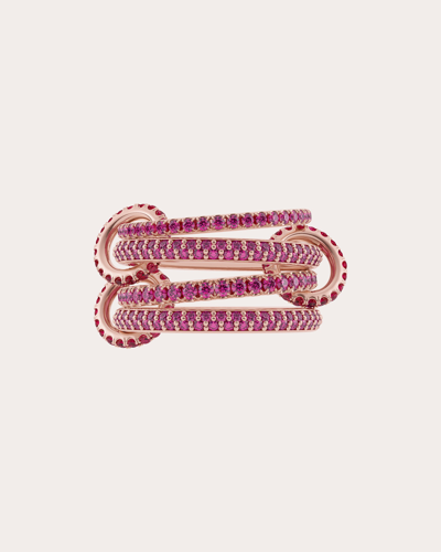 Spinelli Kilcollin Women's Delphinus Petite 18k Gold Ruby And Pink Sapphire Linked Rings In Pink