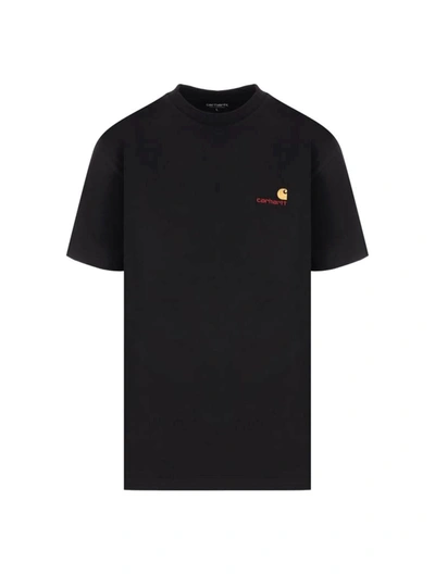 Shop Carhartt Organic Cotton T-shirt With American Logo Embroidery In Black