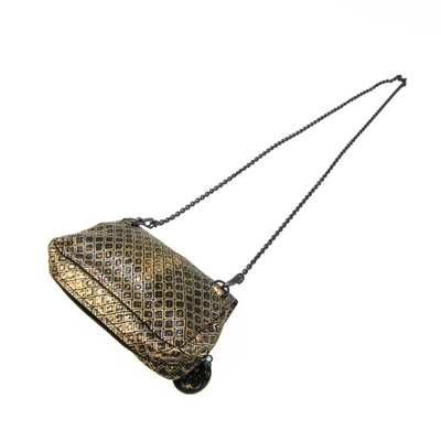 Shop Bottega Veneta Intreccio Mirage Gold Leather Shoulder Bag ()