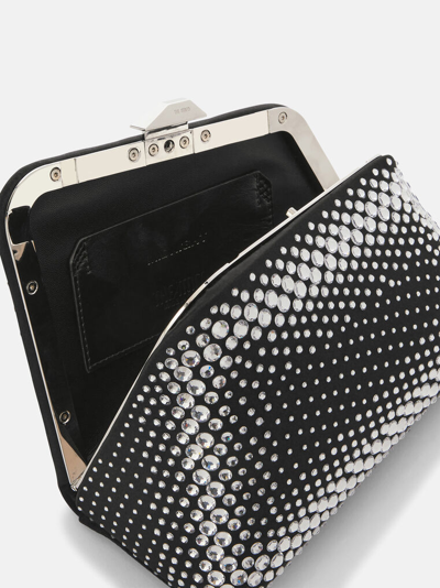 Shop Attico ''midnight'' Black And Crystal Mini Clutch