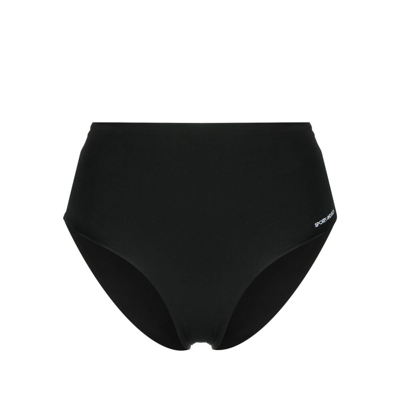 Shop Sporty And Rich Sporty & Rich Logo Printed Bikini Bottom In Black