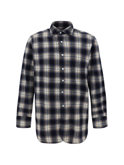 Shop Fortela Long Sleeved Checked Buttoned Shirt In Multi