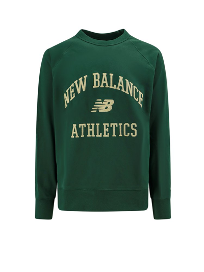 Shop New Balance Athletics Varsity Logo Embroidered Crewneck Sweatshirt In Green