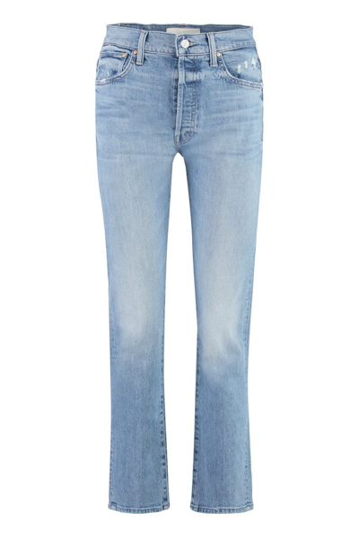 Shop Mother Distressed Skinny Jeans In Blue