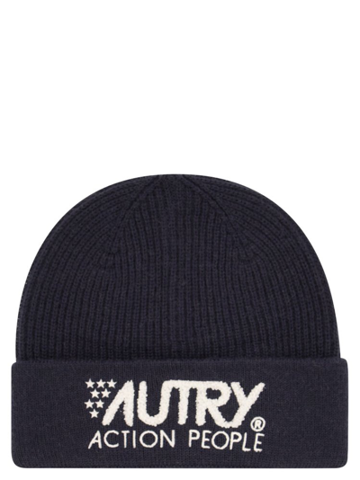 Shop Autry Logo Embroidered Turn In Navy