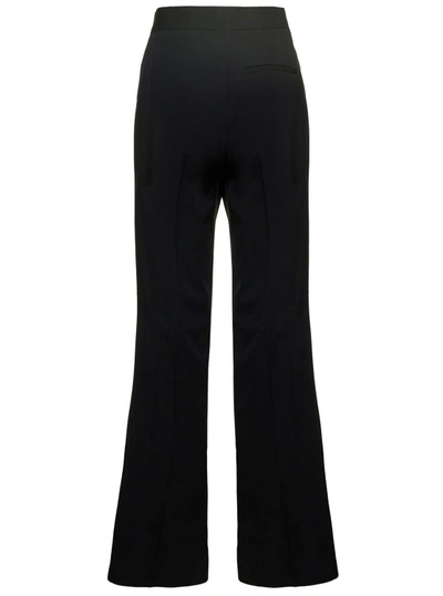 Shop Stella Mccartney Black Flare Pants With Concealed Closure In Stretch Wool