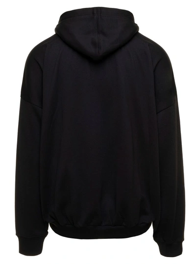 Shop Valentino Black Hoodie In Jersey Man