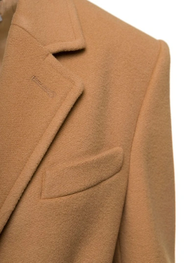 Shop Stella Mccartney Sand-colored Structured Single-breasted Coat With Notched Revers In Wool In Brown
