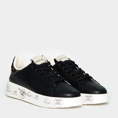 Shop Premiata Black Leather Belle Sneakers