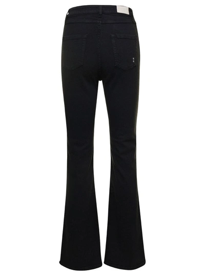Shop Icon Denim Natie' Black Flared Jeans With Embroidered Detail In Cotton Blend Denim