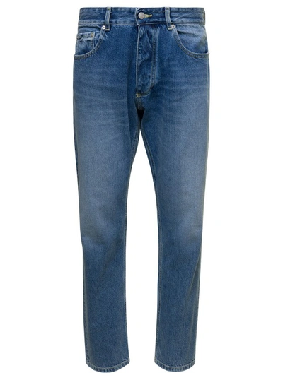 Shop Icon Denim Kanye' Blue 5-pocket Jeans With Logo Patch In Cotton Denim