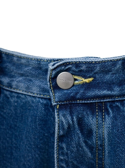 Shop Icon Denim Kanye' Blue 5-pocket Jeans With Logo Patch In Cotton Denim