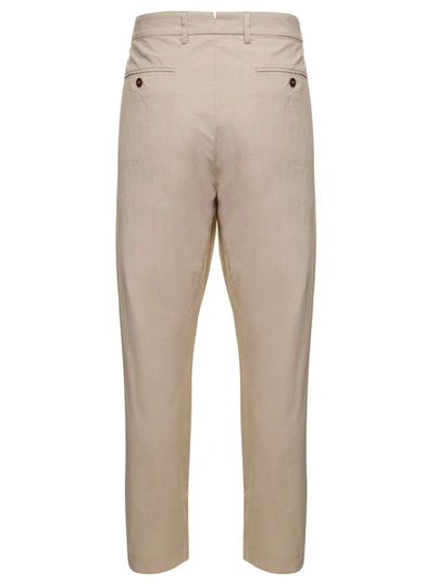 Shop Pence 1979 Beige Pants With Button Fastening In Cotton In Neutrals
