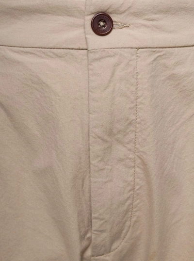 Shop Pence 1979 Beige Pants With Button Fastening In Cotton In Neutrals