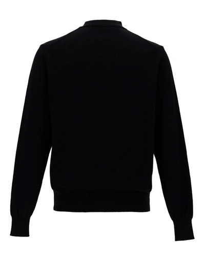 Shop Vivienne Westwood Black V Neck Cardigan With Orb Embroidery In Cotton And Cashmere
