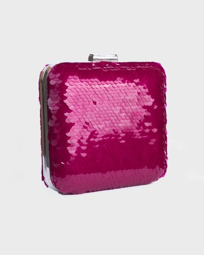 Shop Gemy Maalouf Sequins Fuchsia Clutch - Accessories In Pink