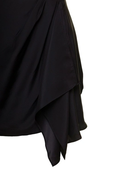 Shop Gauge81 Anjo' Black Miniskirt With Dramatic Side Draping Detail In Silk