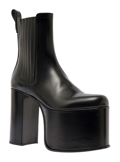 Shop Valentino Club' Black Platform Ankle Boot With Maxi Stud Detail In Leather