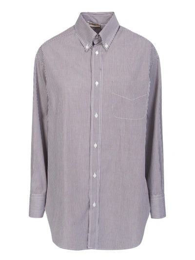 Shop Blanca Vita Multicolor Stripe Cotton Shirt In Grey